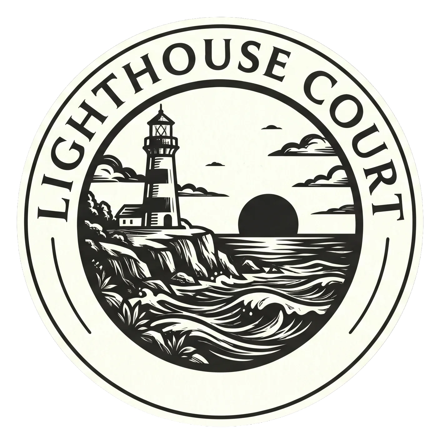LIGHTHOUSE COURT (Black & White - No Background) WEBP